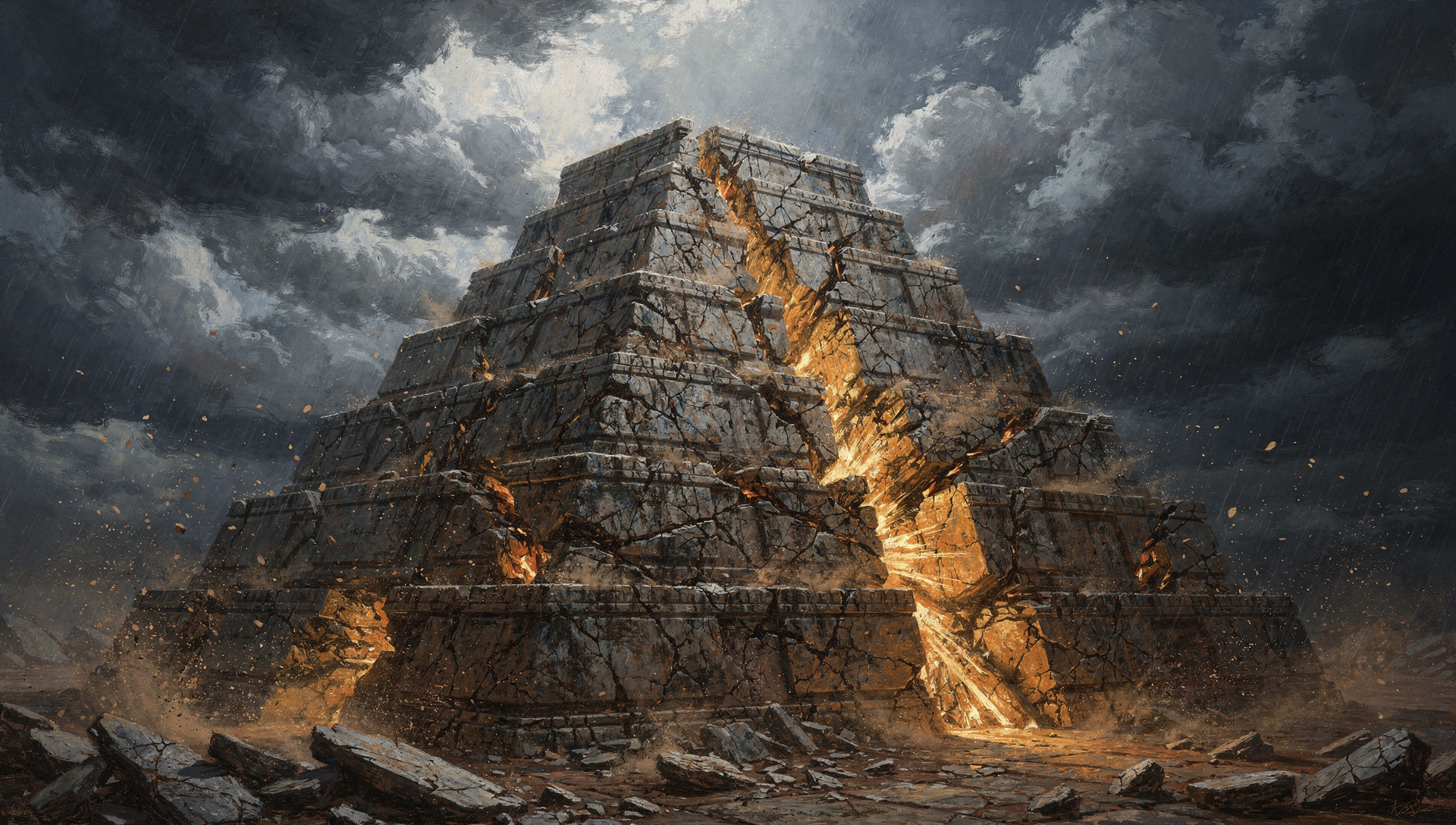 Stone pyramid cracking