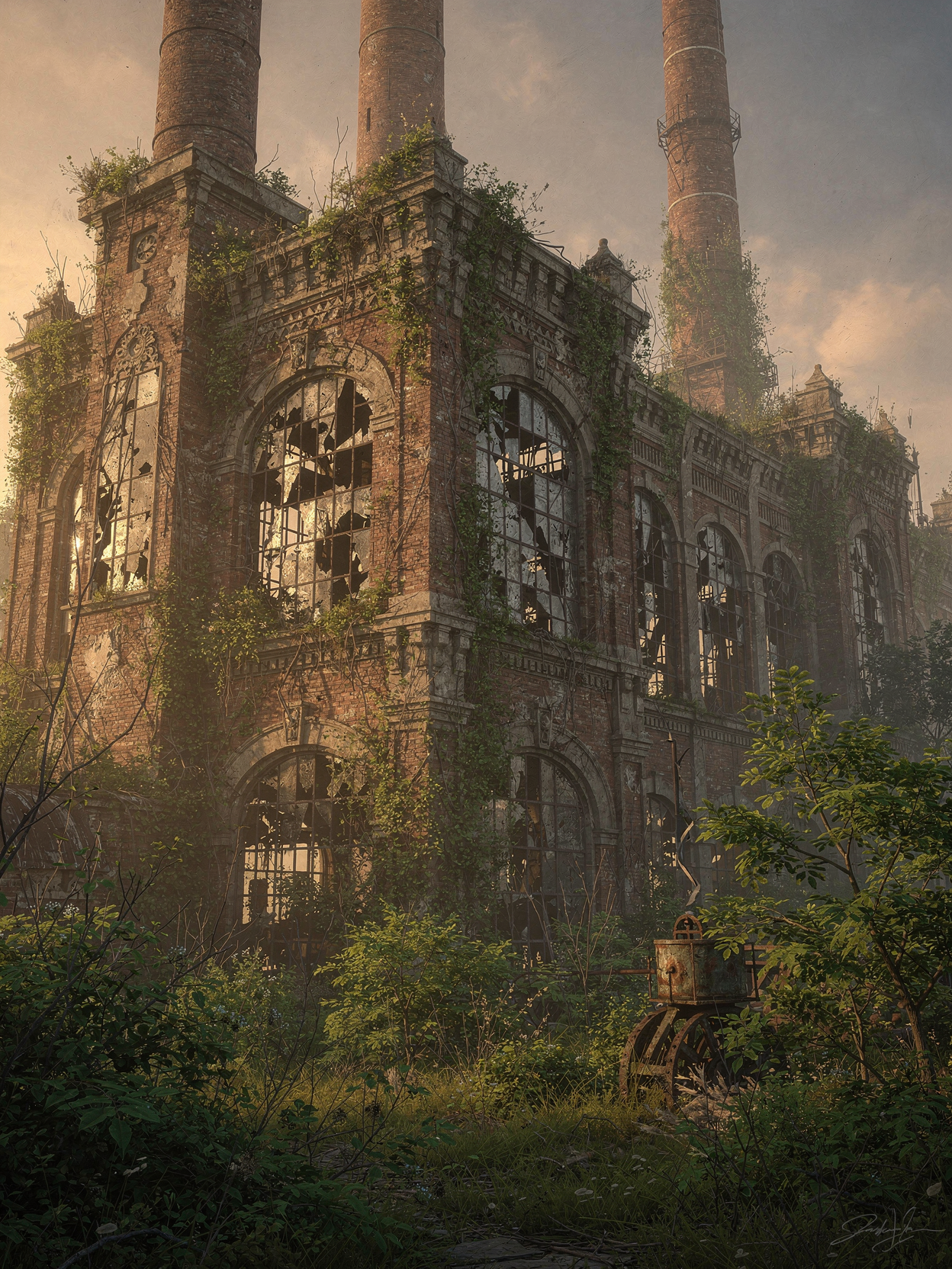 Grand overgrown factory