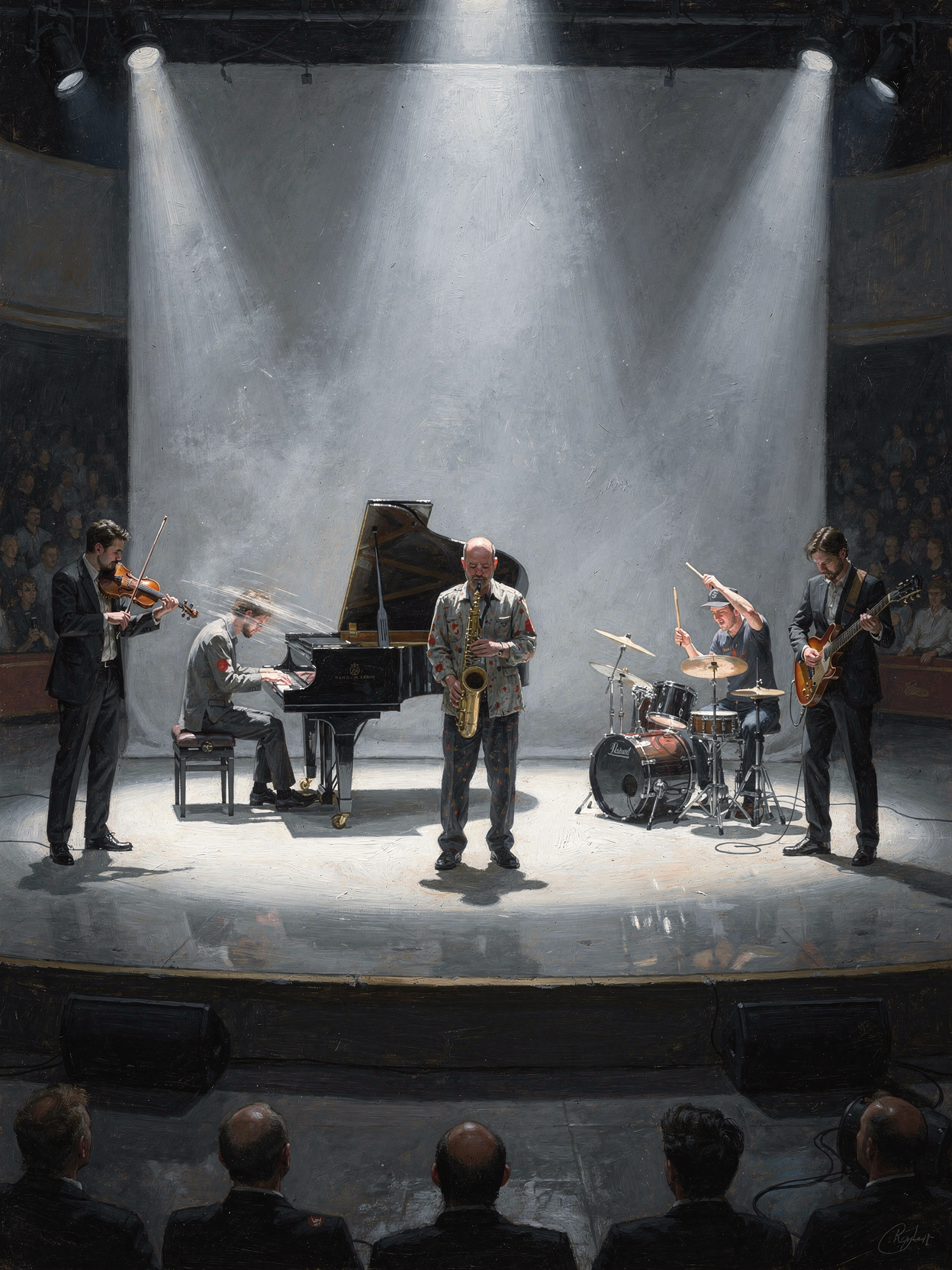 Five disconnected musicians